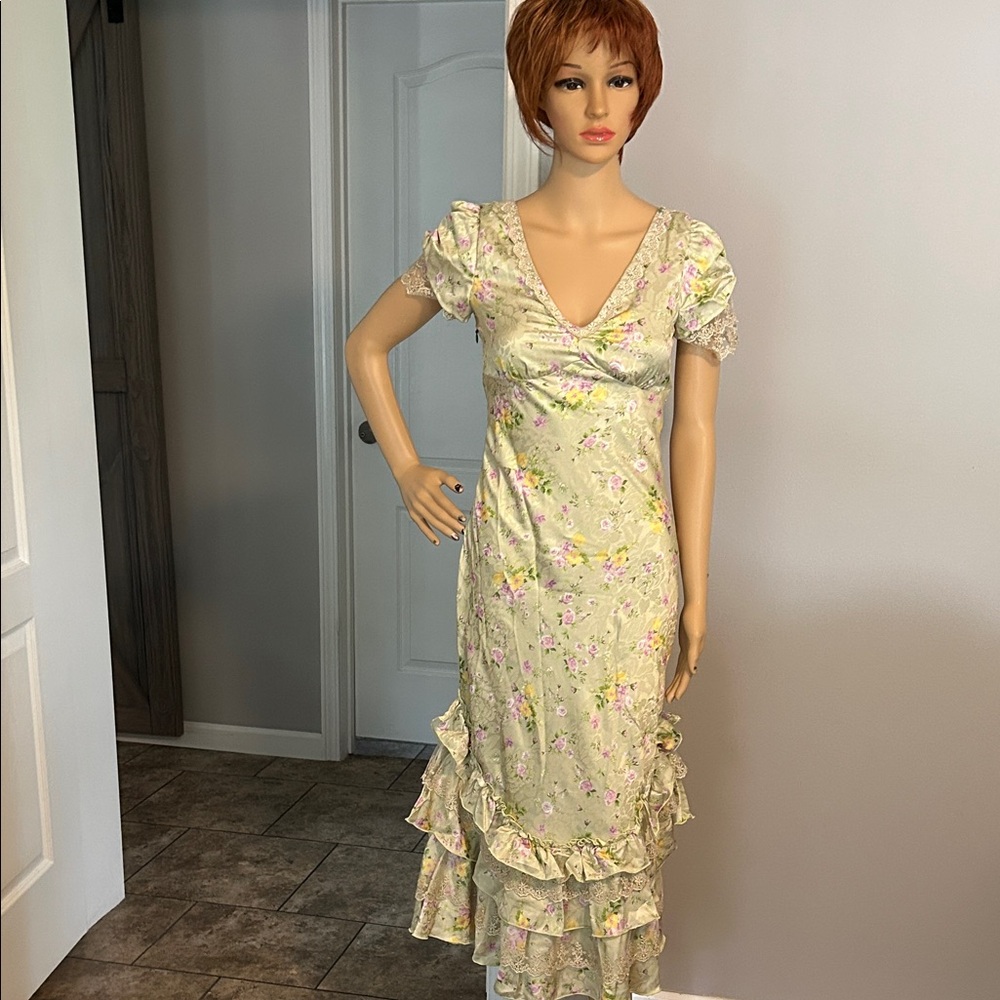 Lait Collection Floral Ruffle Maxi Dress NWT